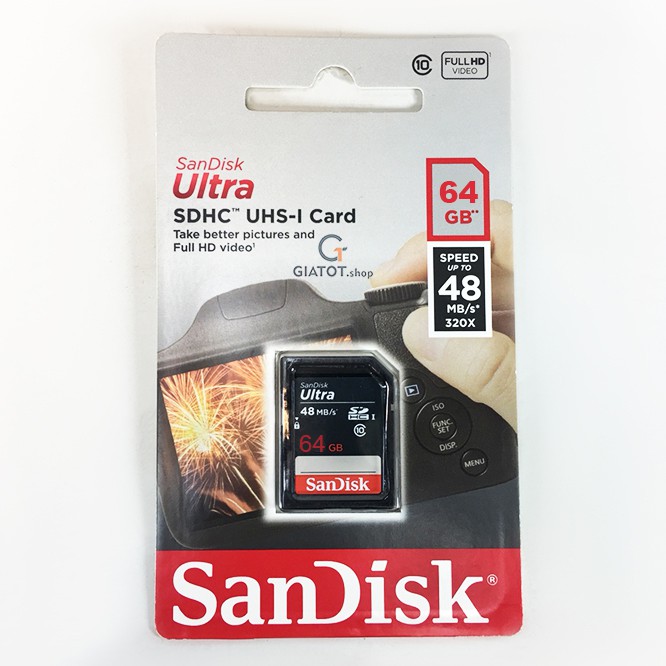 Thẻ Nhớ máy ảnh SD SanDisk Ultra Class 10 64GB - 48MB/s - Hàng Chính Hãng