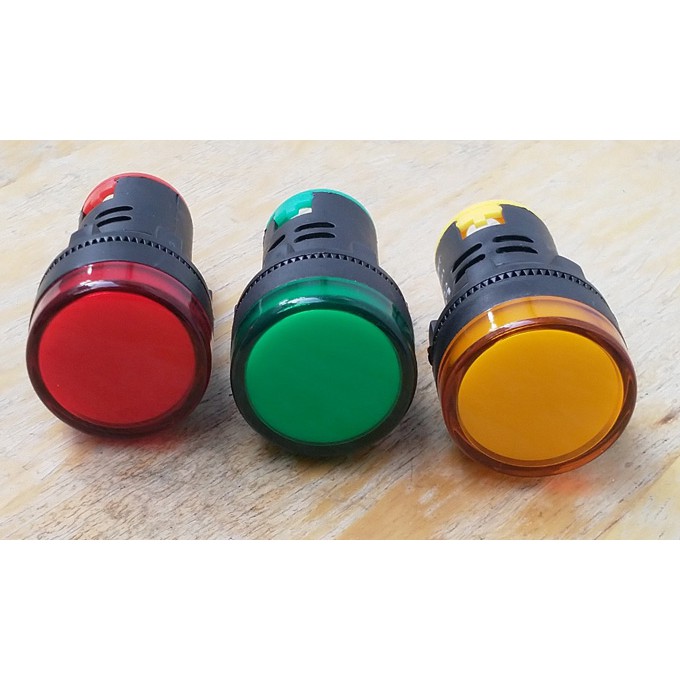 [COMBO 3 đèn 3 màu] Đèn báo pha - báo nguồn - Phi 22mm 220 Volt - Màu XANH- ĐỎ-VÀNG