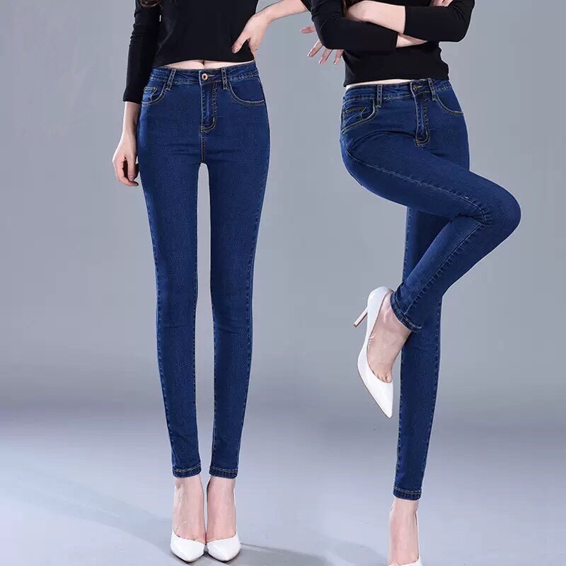 Quần Jeans Nữ Cạp Cao Quần Nò Nữ Trơn Lưng Cao Dáng Ôm Co Giãn