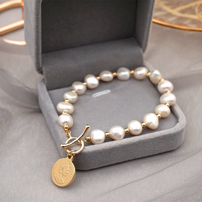 Vòng Tay Ngọc Trai Mặt Đồng Xu Thời Trang - Ngọc Trai Trường Thịnh