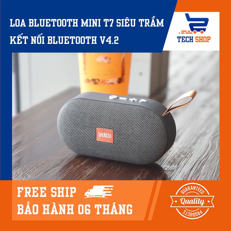 Loa bluetooth Mini T7 chính hãng Loa không dây di động công suất 5W Hệ thống âm thanh 3D Hỗ trợ FM thẻ nhớ TF