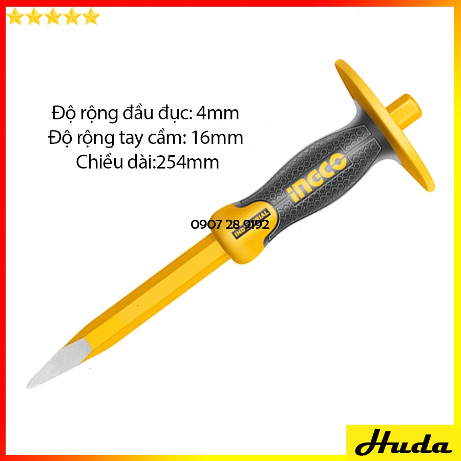 Đục bê tông đầu nhọn 4mm độ rộng tay cầm 16-19mm chiều dài 254-305mm Total Ingco chất liệu cứng cáp bền bỉ