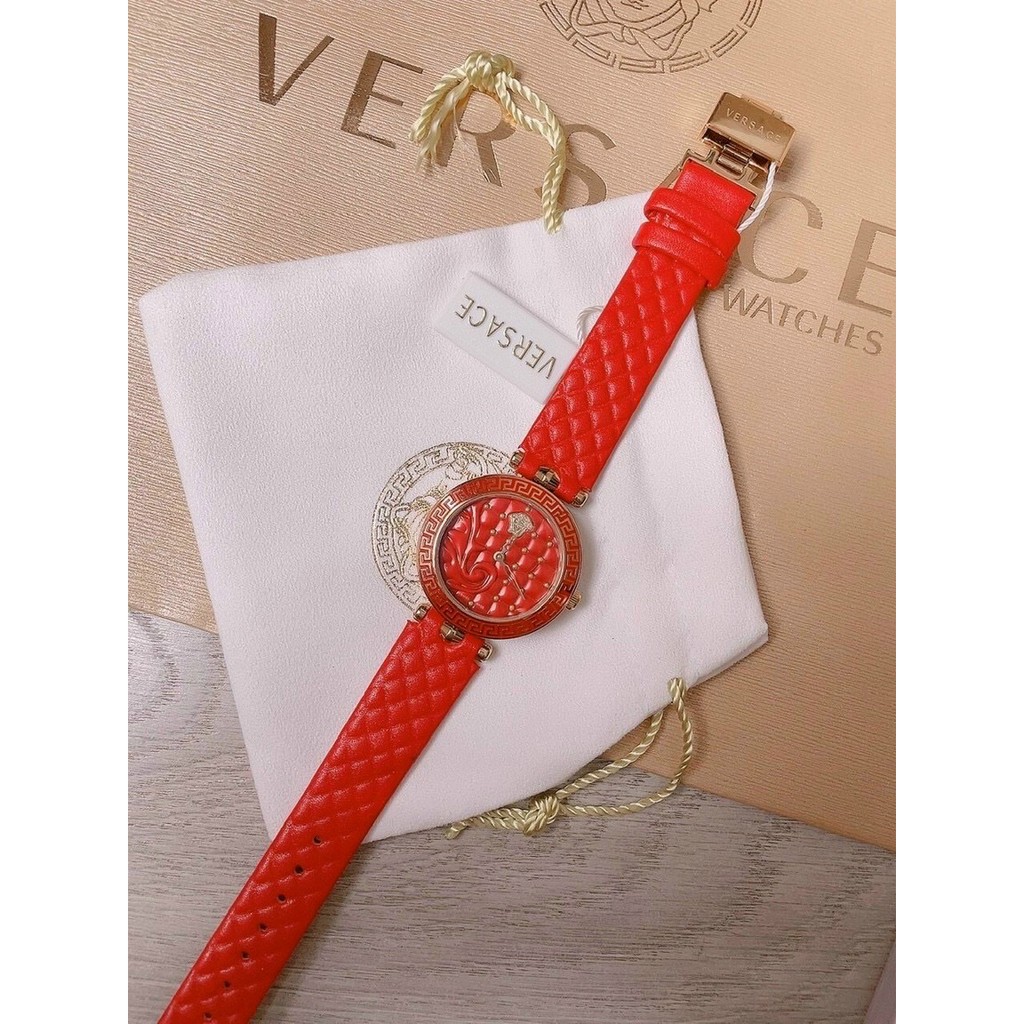 Đồng hồ dây da nữ Versage cá tính,mặt đá sapphire không xước,chống nước tôt.