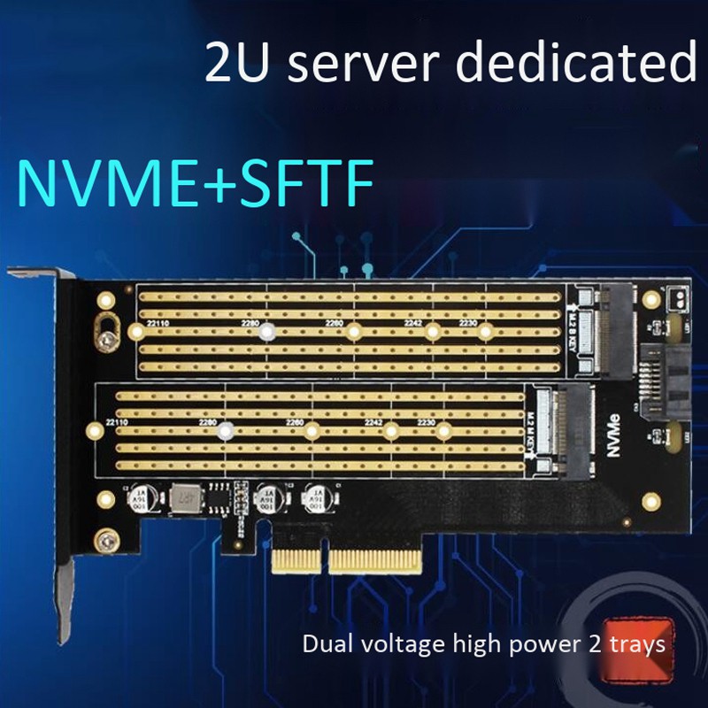 JEYI SK7 Server M.2 NVMe SSD NGFF SATA TO PCIE3.0 X4 4X Adapter N7VN