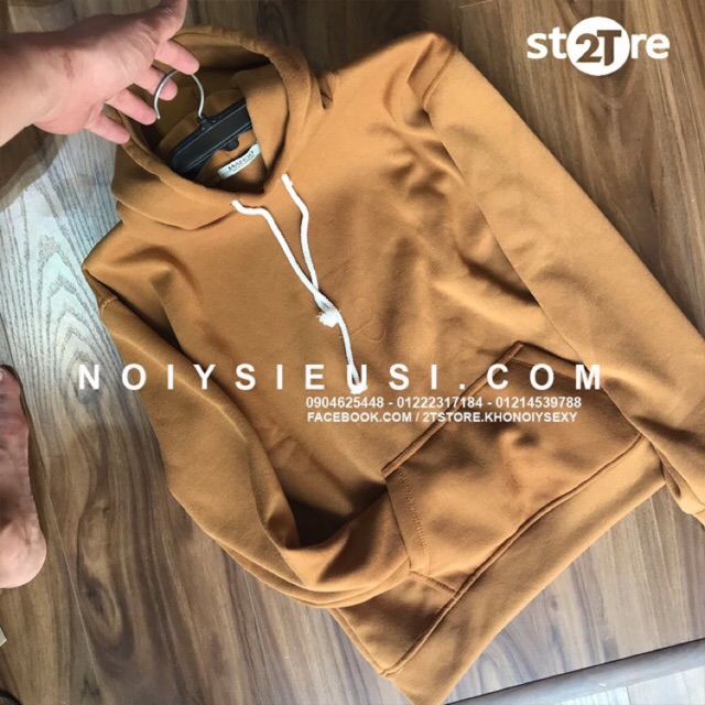 Áo hoodie unisex 2T Store H17 màu da bò - Áo khoác nỉ chui đầu nữ nón 2 lớp dày dặn chất lượng đẹp | WebRaoVat - webraovat.net.vn