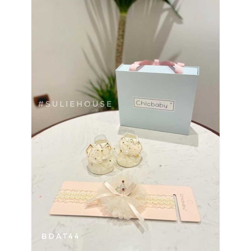 Set băng đô+ giày tất cho bé gái 0-1 tuổi(ko hộp đựng)