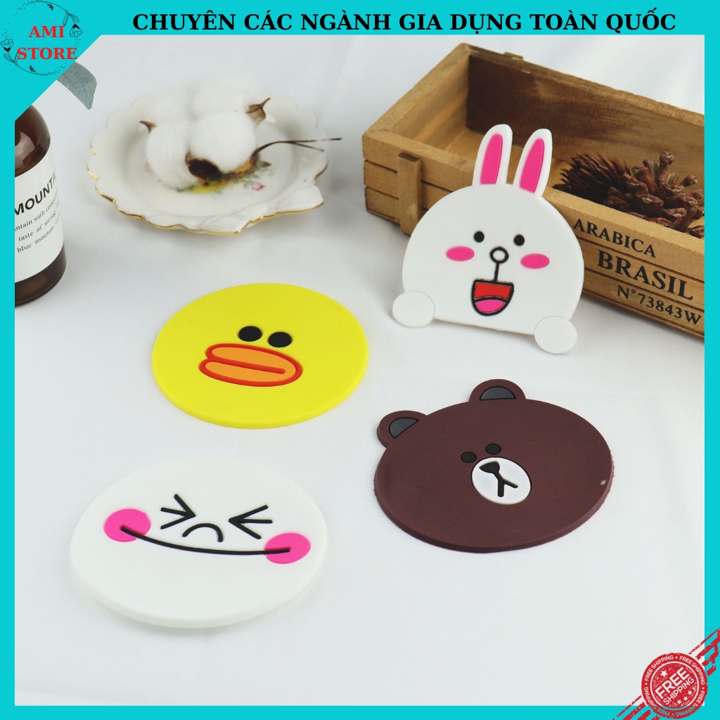 Lót ly/ đế lót ly silicon chống thấm nước siêu cute giá rẻ đồ dùng gia đình