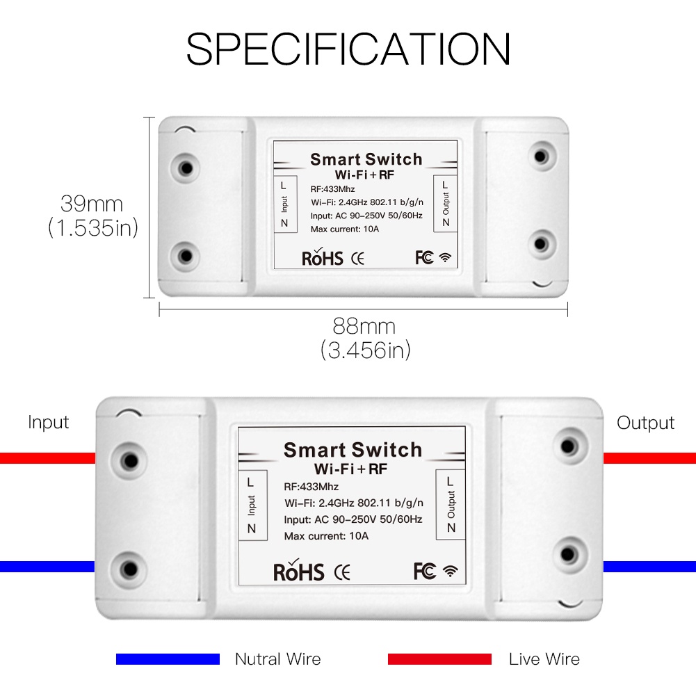 GOOGLE Mô Đun Công Tắc Thông Minh RF433 RF433 Điều Khiển Từ Xa Thông Minh Kết Nối WiFi Kèm Phụ Kiện