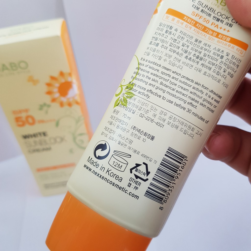 Kem Chống Nắng Dabo White Sunblock Cream SPF 50 PA+++ 70ml