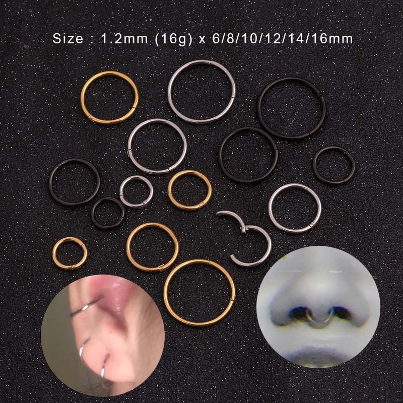 Khuyên mũi bằng thép không gỉ 16g nhiều kích thước tùy chọn từ 6mm đến 16mm