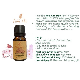 Tinh Dầu Anh Đào Tấm Thị Tinh Dầu Thiên Nhiên Nguyên Chất 100% Lọ 10ml Tinh Dầu Hoa Anh Đào Thơm Phòng Giúp Đuổi Muỗi
