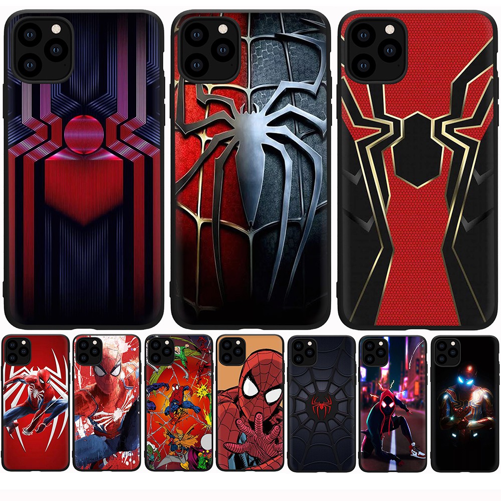 Marvel Superhero Spider-Man Soft Black TPU Silicone Phone Case for iphone X XR XS Max 5 5s SE 2020 Anti-fall Back Cover