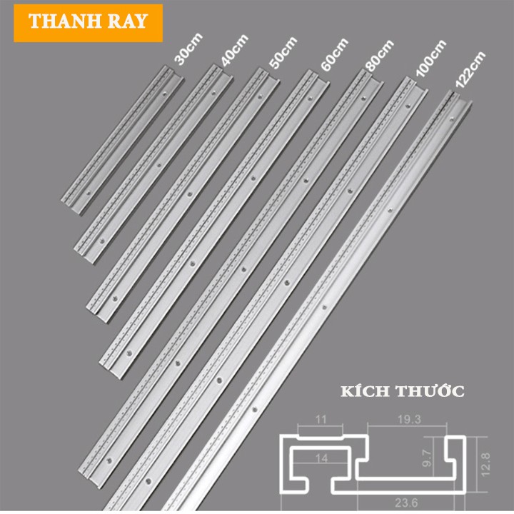 Thanh ray trượt bàn cưa in số đo 2 chiều bằng hợp kim nhôm đồ làm mộc chế cưa bàn dụng cụ DIY