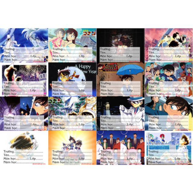 Nhãn vở anime thám tử lừng danh conan 1 tờ 16 nhãn vở chỉ với giá 10k