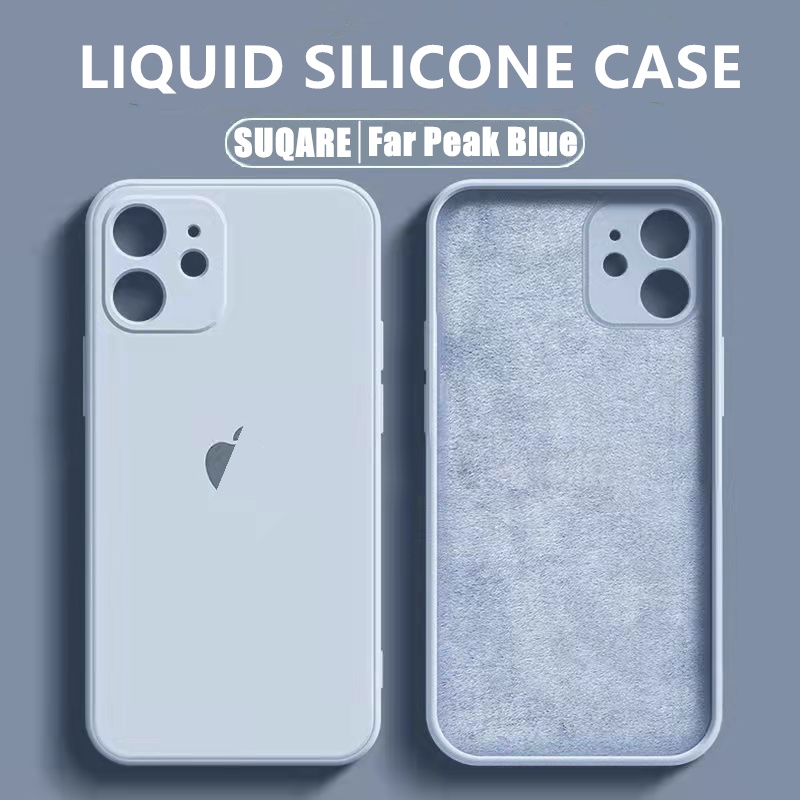 Ốp lưng Silicon Dạng Vuông Màu Trơn Dễ Thương Cho iPhone 13 12 11 Pro MAX XS MAX XR X 7 8 Plus