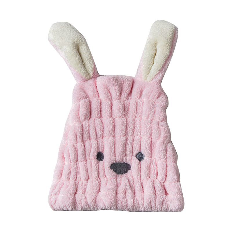 HO Cute Long Ear Rabbit Dry Hair Cap Shower Bath Towel Strong Absorbing Drying Ultra-Soft Hat Turban