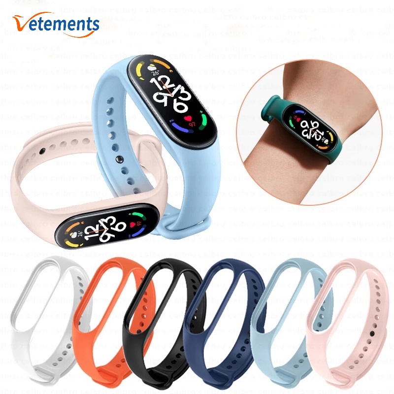 Dây Đeo Silicon TPU Mềm Màu Trơn Cho Đồng Hồ Thông Minh Xiaomi Mi Band 7