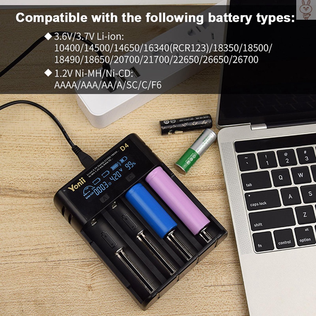 Bộ Sạc Pin Lithium Aa Aaa Nimh 4 Ngăn Ol Yonii D4 Lcd 18650 Cho 18650 21700 26650