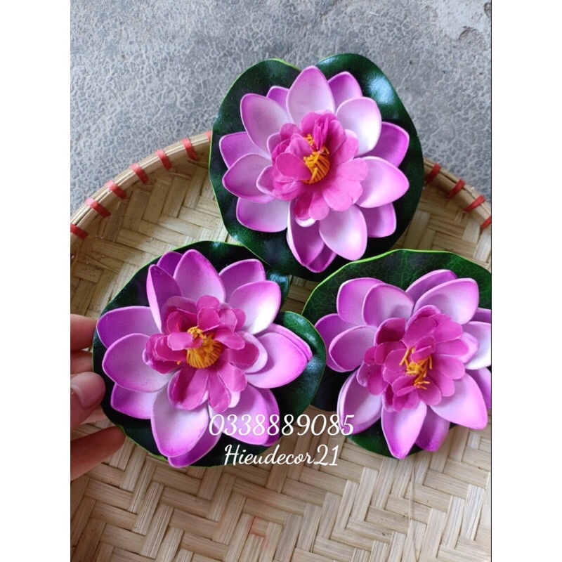 Hoa giả - Hoa sen thả nước Anh Đào size 9,5cm,hàng đẹp