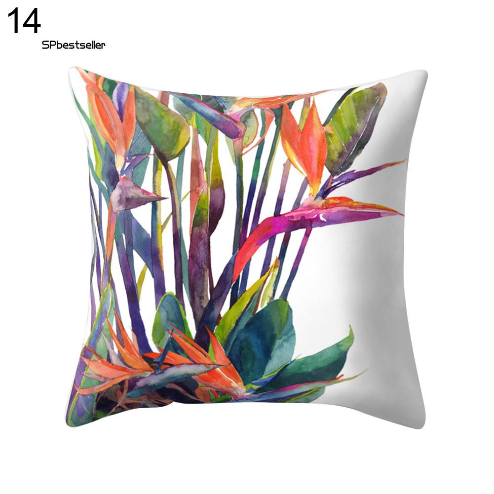 Vỏ gối sofa in họa tiết lá nhiệt đới nhiều màu sắc sáng tạo