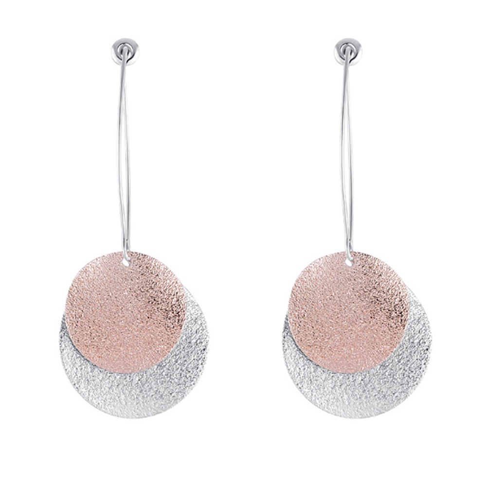 Đôi khuyên tai kiểu dài mặt tròn cá tính cho nữ