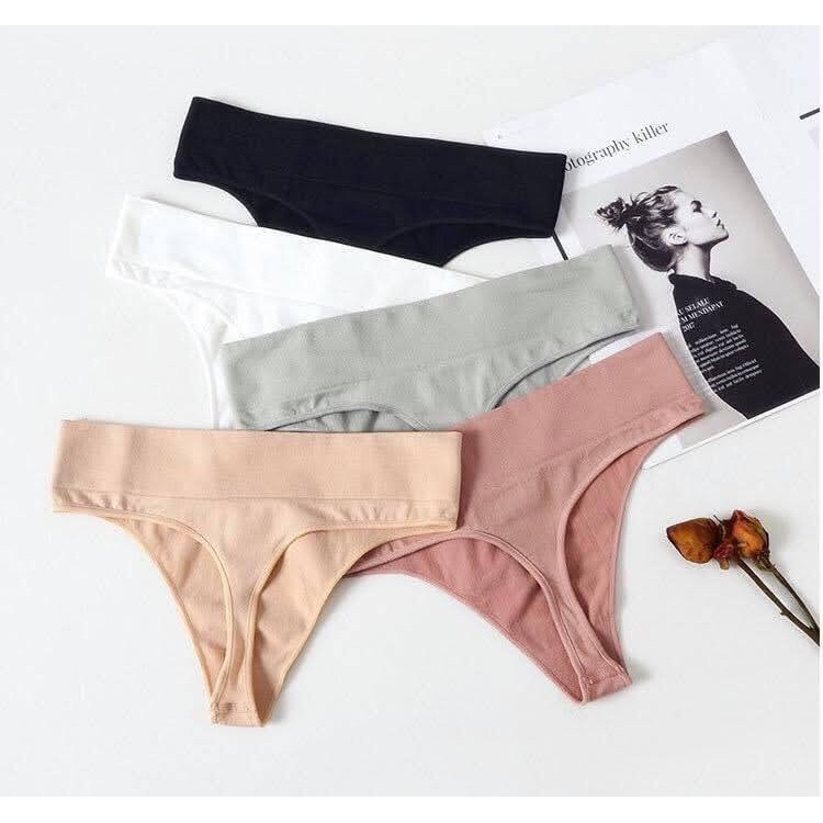 Quần Lót Nữ Lọt Khe cao cấp sang chảnh - Quần lót thể thao màu trắng đen da hồng xám chất cotton 100