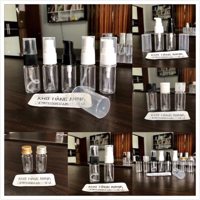 10 chai nhựa nhỏ xinh- Combo 10 chai trong suốt nhỏ 10ml/ 20ml/ 30ml- Chai xịt giọt, xịt sương, nắp nhôm, nắp bật, vặn