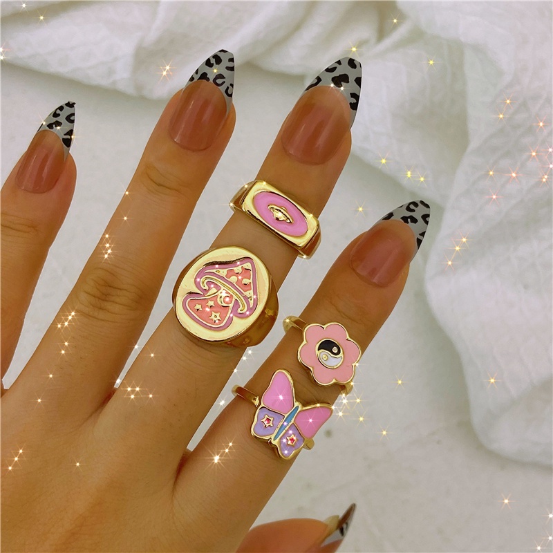 iF YOU Nhẫn   kim loại mặt trái tim đính đá thời trang cho nữ