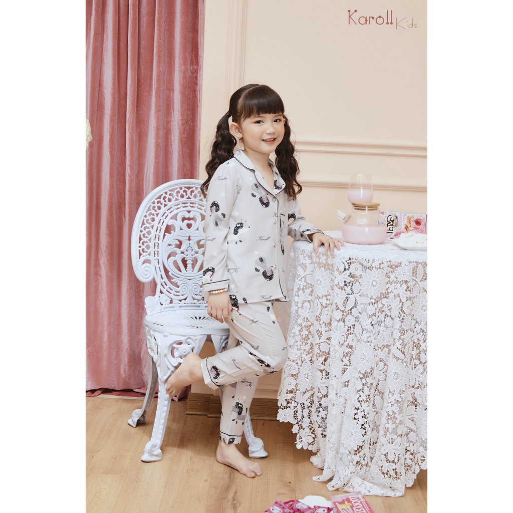 Bộ đồ Pijama KAROLL mặc nhà cho bé, họa tiết lông chó xù, họa tiết đơn giản dễ thương