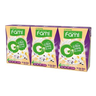 [Hàng tặng không bán] Lốc 3 hộp sữa đậu nành Fami Go vị mè đen nếp cẩm 200ml/hộp [HSD T11 & T12.2021]
