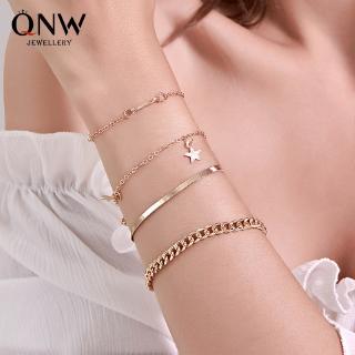 Set of 4 5-pointed Star-shaped Metal Multi-tiered Bracelets