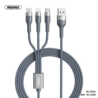 Cáp sạc 3 đầu REMAX RC-070th 3 trong 1 Lightning - Micro USB - Type C - Sạc cho tất cả các dòng điện thoại