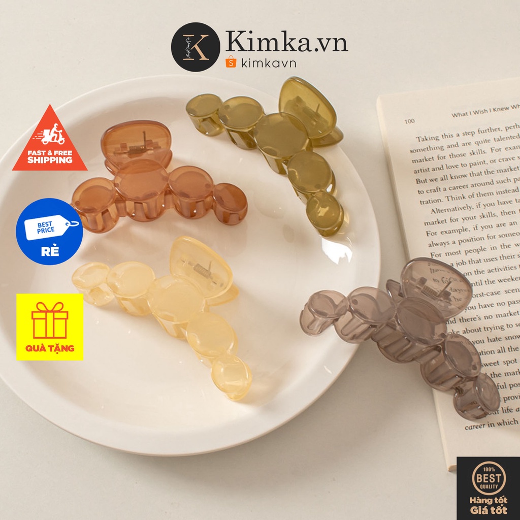 (0432) Kẹp Tóc Nhựa Trong Vintage Nhẹ Nhàng Đơn Giản Cho Nữ