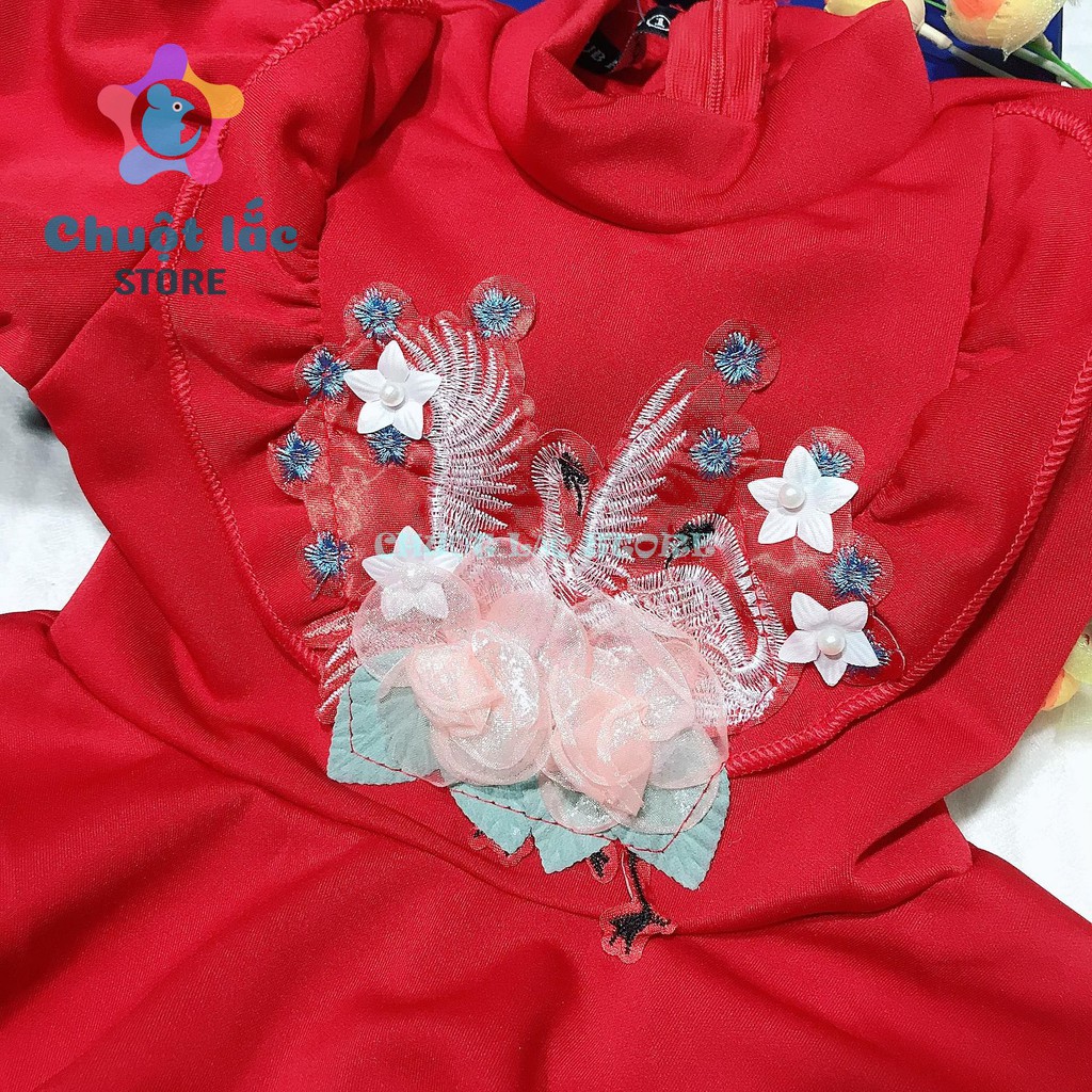 Đầm Công Chúa Chuột Lắc Store Cho Bé Gái Thun Umi Hình Công Từ 10Kg Đến 24Kg (Màu Đỏ)