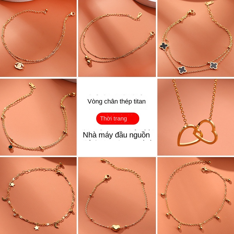 Lắc Chân Bằng Thép Không Gỉ Mạ Vàng Sang Trọng Thời Trang Hàn Quốc