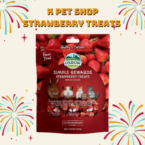 Strawberry treats oxbow  FREE SHIP  Dâu Sấy Bổ Dưỡng , Thức Ăn Cho Thỏ, Bọ, Hamster, Chinchillas .