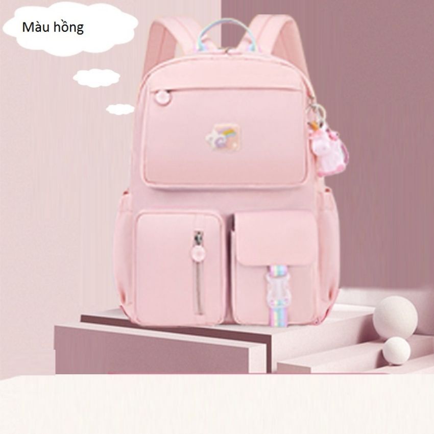 Cặp balo học sinh nữ đi học cấp 1,2 size 39cm chất liệu vải dù cao cấp chống thấm nước,chống xước có nhiều ngăn BLHS10