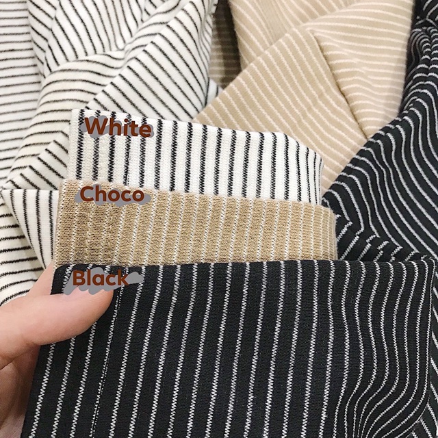Áo tay dài Tim Striped kẻ sọc cổ tròn hàng nhập quảng châu chất vải len mịn from áo rộng oversize from chuẩn