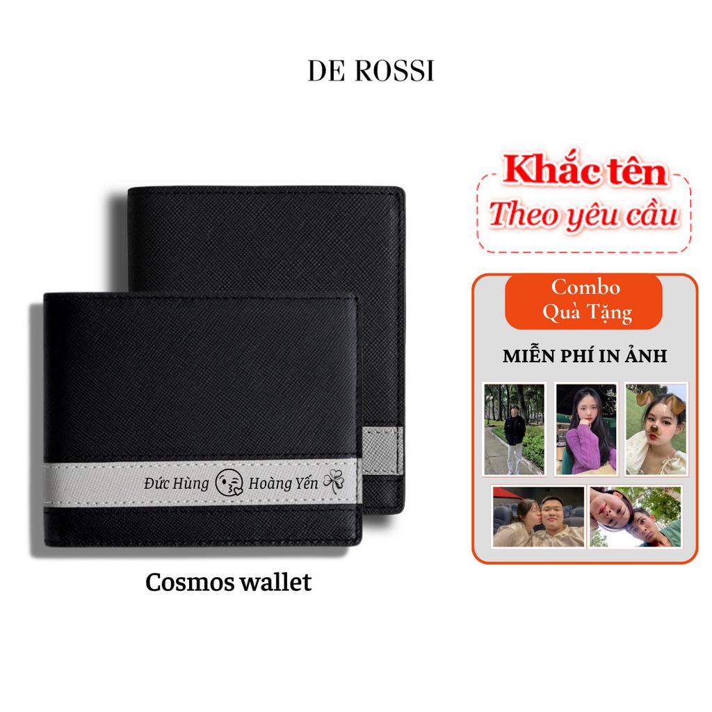 Ví Khắc Tên Da Saffiano Nhập Khẩu Derossi Full Box Hộp, Túi