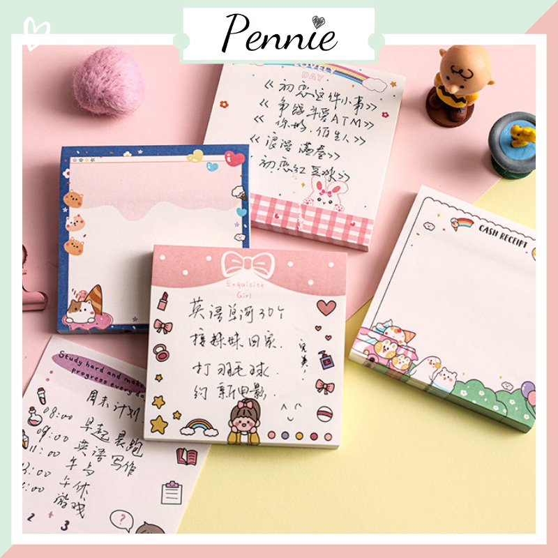 Xấp giấy note ghi chú Pennie họa tiết hoạt hình cute tiện dụng