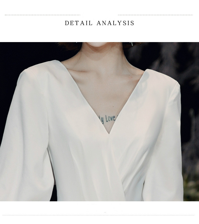 Satin wedding dress new white long sleeve host banquet simple evening dress female | BigBuy360 - bigbuy360.vn