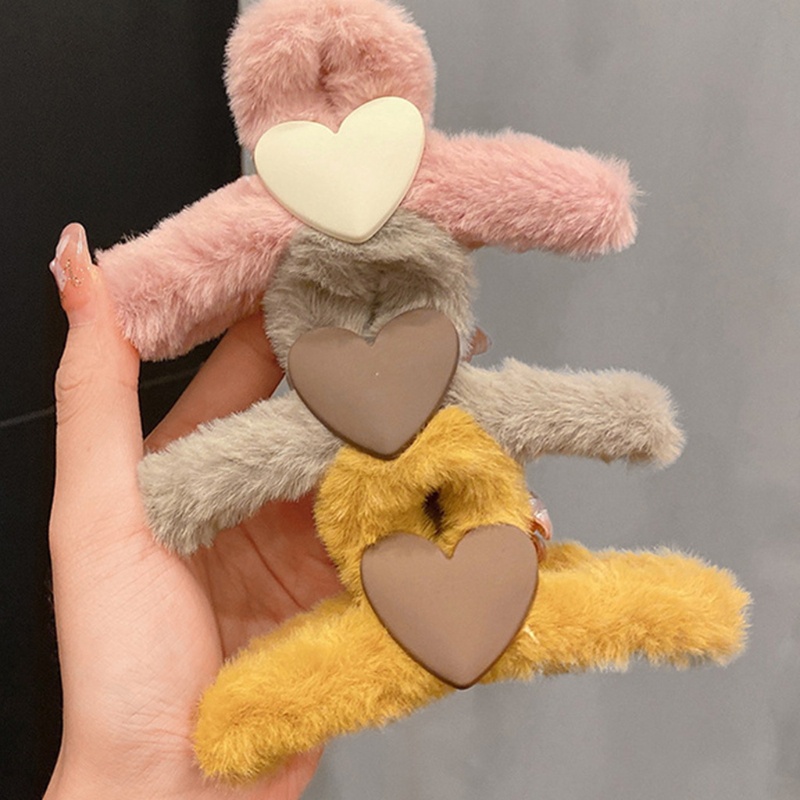 Kẹp tóc hình trái tim bằng nhung chống trượt tiện dụng