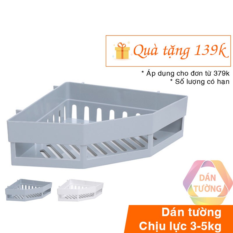 Kệ góc dán tường HOMEK, kệ nhà tắm dính tường chịu lực 6 kg, kệ nhà bếp sang trọng chắc chắn