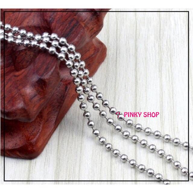 Dây xích bi màu bạc dùng làm vòng tay, vòng cổ, handmade, treo tag sản phẩm Pinky Shop mã DXBIM1 [Tặng đầu chặn]