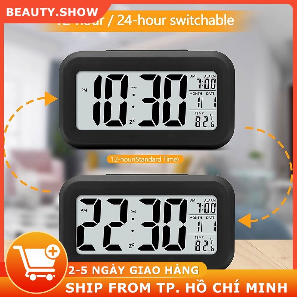 COD Đồng hồ báo thức kỹ thuật số LED Màn hình báo thức kỹ thuật số Điện tử Đồng hồ để bàn cho văn phòng tại nhà Đèn nền
