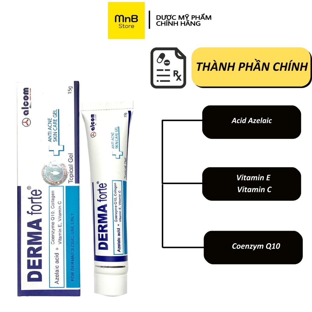 Derma Forte Gel giảm mụn thâm làm sáng da cho da dầu mụn nhạy cảm 15g