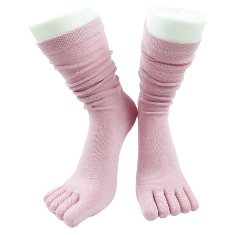 Vớ Dài Năm Ngón Bằng Cotton Mềm Mại Thoáng Khí Màu Trơn Đơn Giản Dành Cho Nữ Tập Yoga