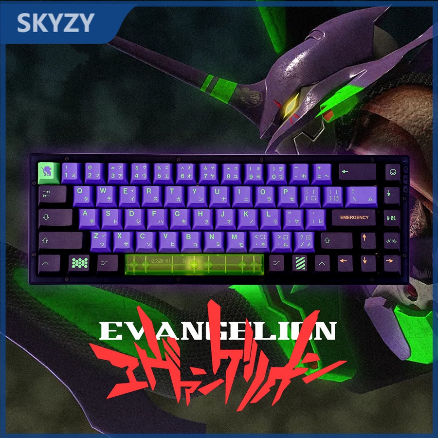 129 Phím EVA Keycap Cherry Profile EVANGELION Chủ đề Màu tím PBT Dye SUB Bàn phím cơ học Keycaps