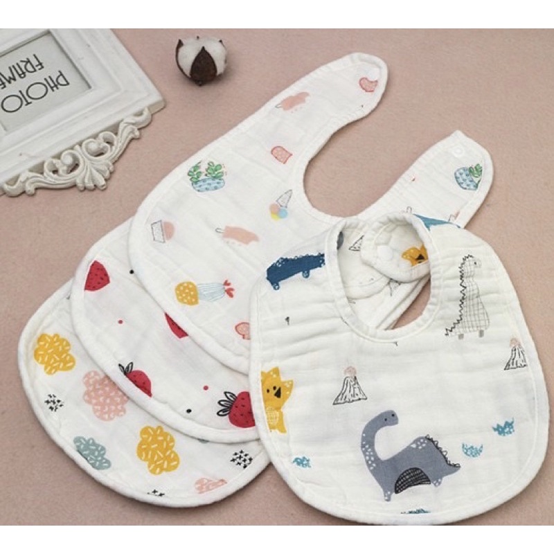 Yếm xô cúc bấm 6 lớp cho bé