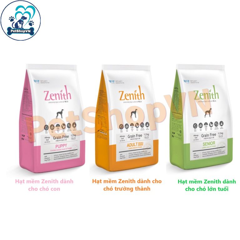 Thức Ăn Cho Chó Con Hạt Mềm ZENITH PUPPY Túi 300G Vị Thịt Gà, Cá Hồi & Rau Củ Quả